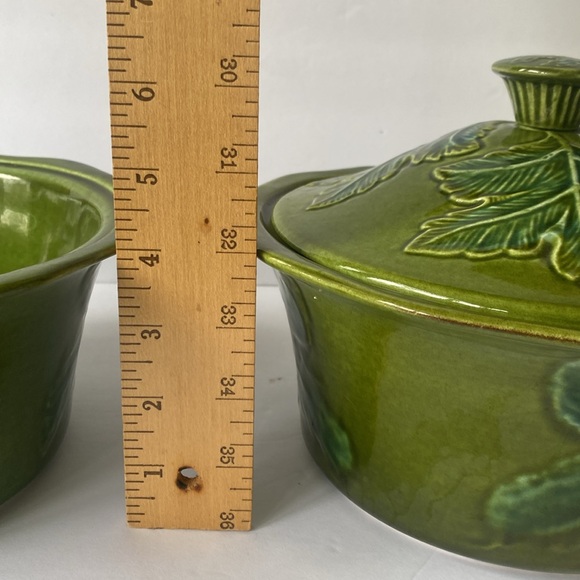 Vintage 3 pc.blue/green California USA Pottery leaf soup tureen - Picture 13 of 14